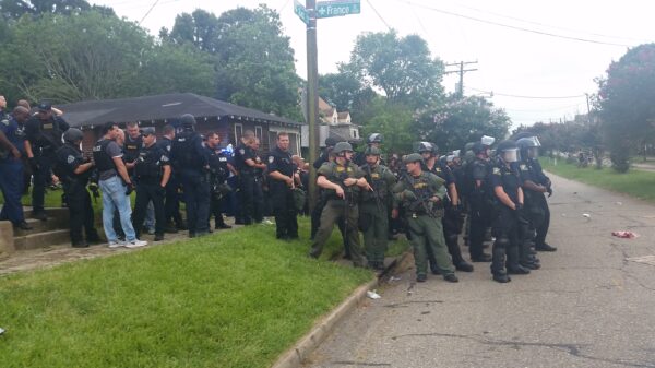 Heavily armed police in Baton Rouge, LA