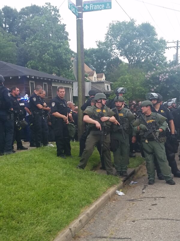 Heavily armed police in Baton Rouge, LA