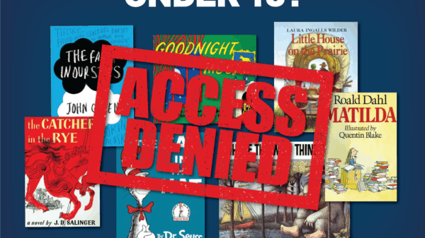 books covered with stamp reading ACCESS DENIED