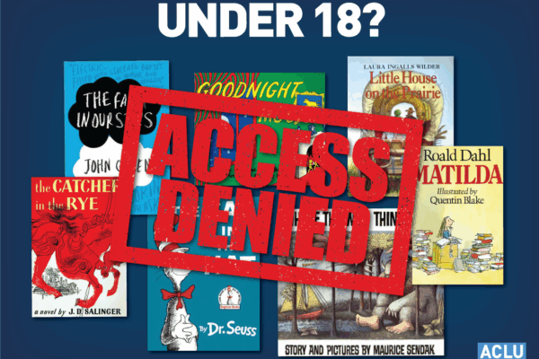 books covered with stamp reading ACCESS DENIED