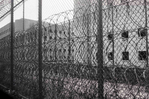 Razor wire and fence outside jail