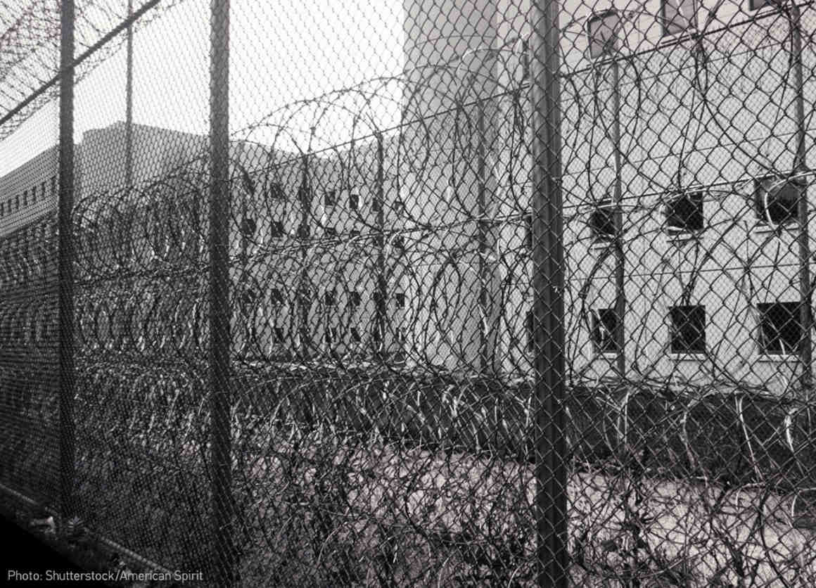 Razor wire and fence outside jail
