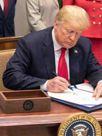 President Donald Trump signing an executive order