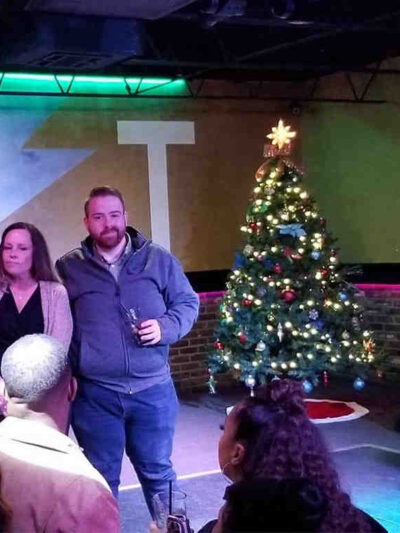 From left to right: Drag Queen Storyteller Santana Pilar Andrews, with ACLU of Louisiana clients Amber Robinson and Matthew Humphrey.