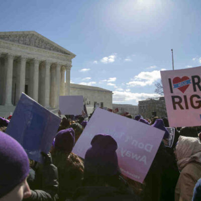 Image of an abortion rights rally outside the Supreme Court