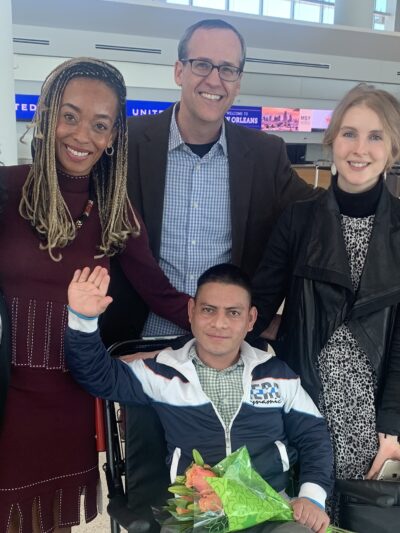 ACLU of Louisiana staff with Manuel Amaya Portillo at the airport
