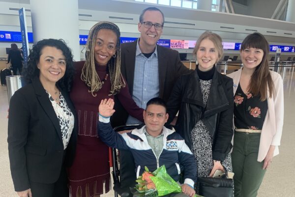 ACLU of Louisiana staff with Manuel Amaya Portillo at the airport