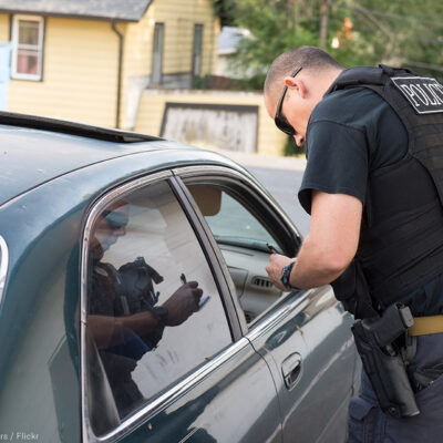 A police officer and a motorist