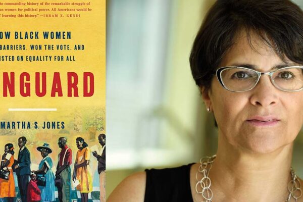 Historian Martha Jones is pictured next to her book: Vanguard