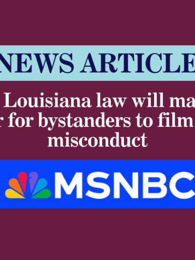 Volume Muted Icon ‘That’s not how we’re trained’: Former policing task force member reacts to death of U.S. airman by police New Louisiana law will make it harder for bystanders to film police misconduct