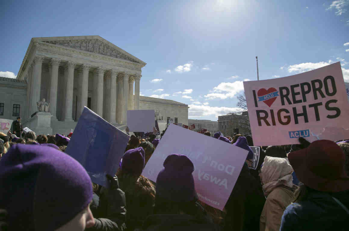 Image of an abortion rights rally outside the Supreme Court 
