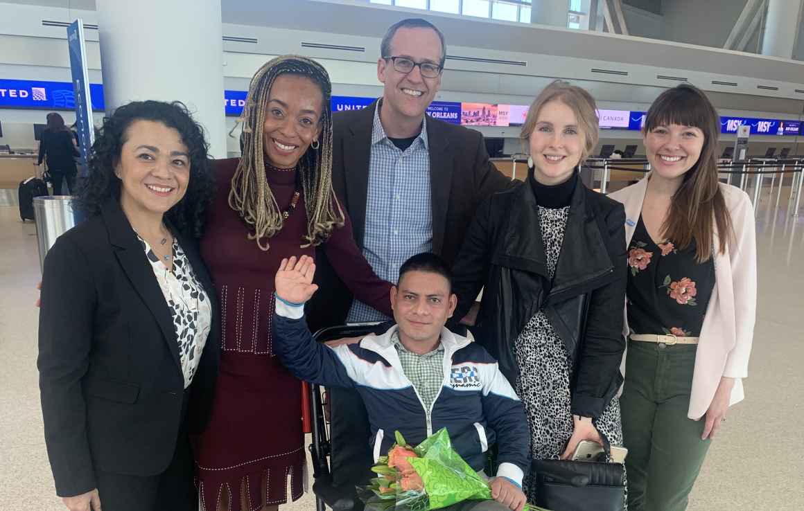 ACLU of Louisiana staff with Manuel Amaya Portillo at the airport