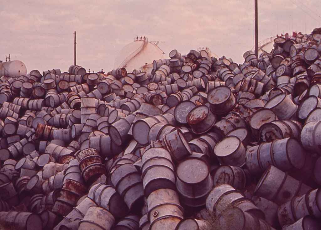 A mountain of oil drums 