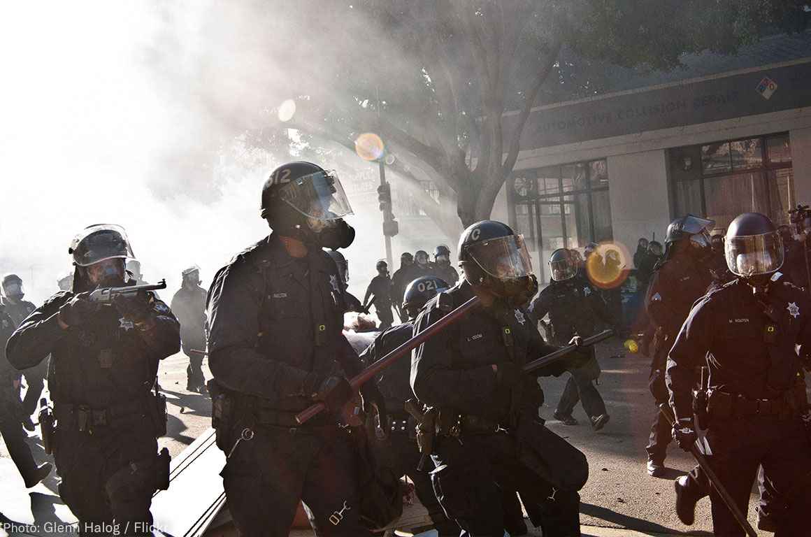 Police in riot gear