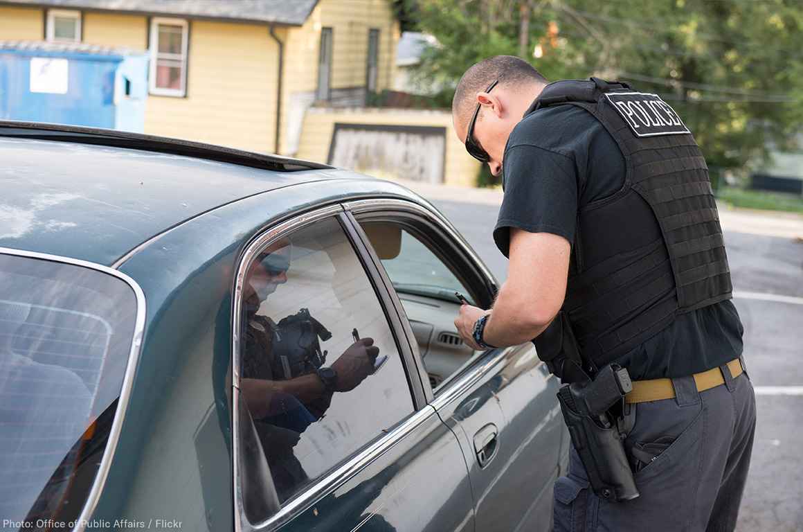 A police officer and a motorist