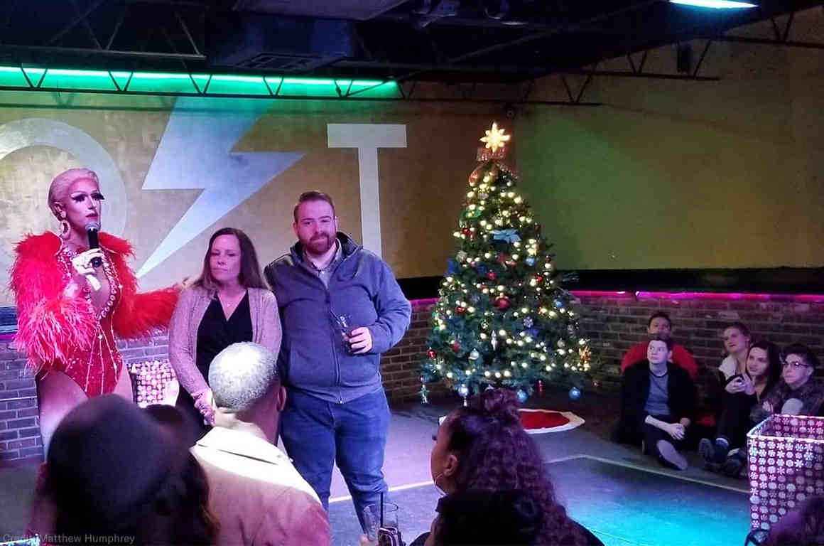 From left to right: Drag Queen Storyteller Santana Pilar Andrews, with ACLU of Louisiana clients Amber Robinson and Matthew Humphrey.