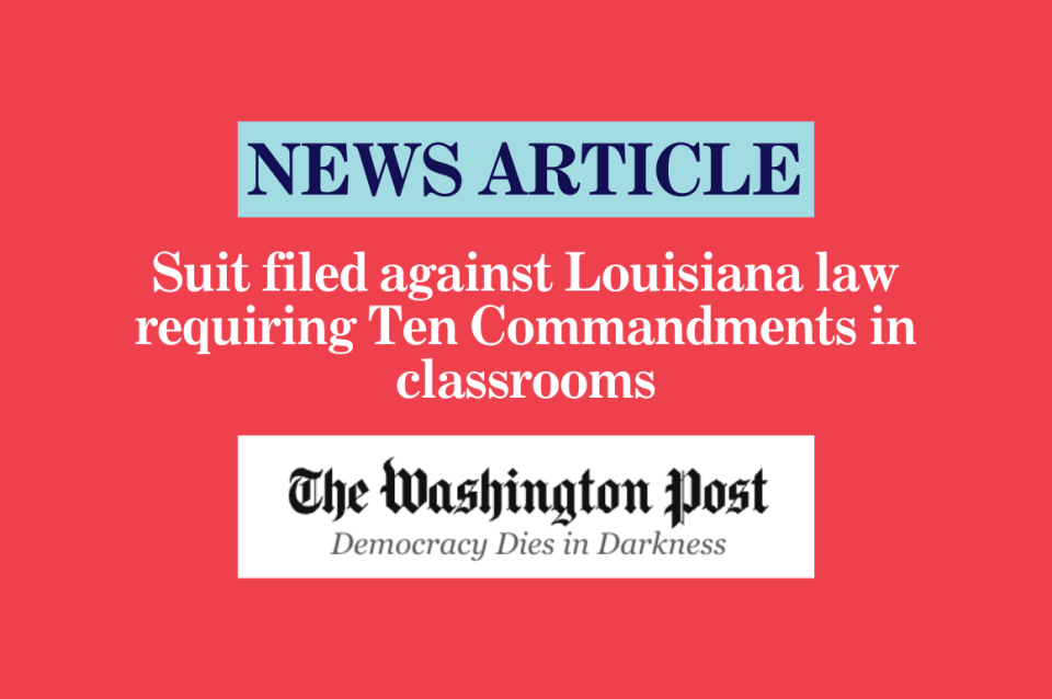 Suit filed against Louisiana law requiring Ten Commandments in 