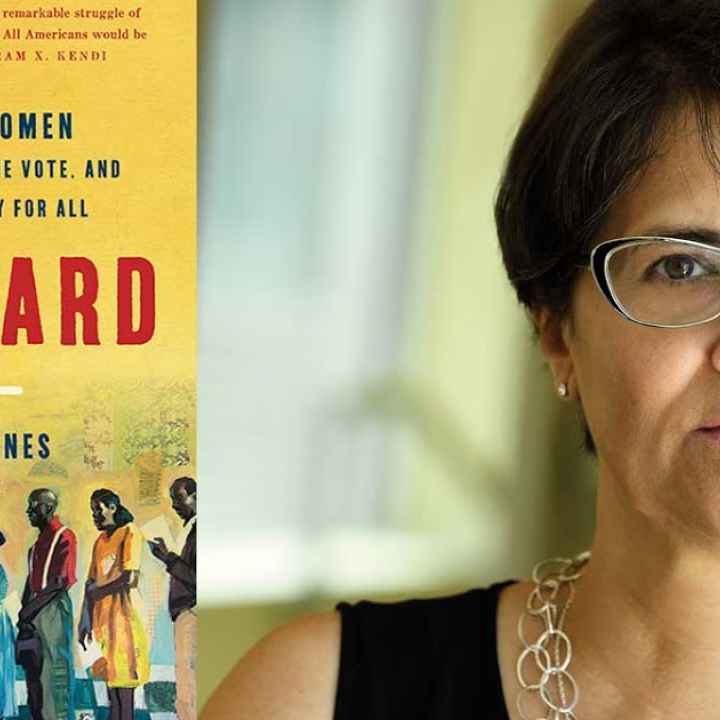 Historian Martha Jones is pictured next to her book: Vanguard