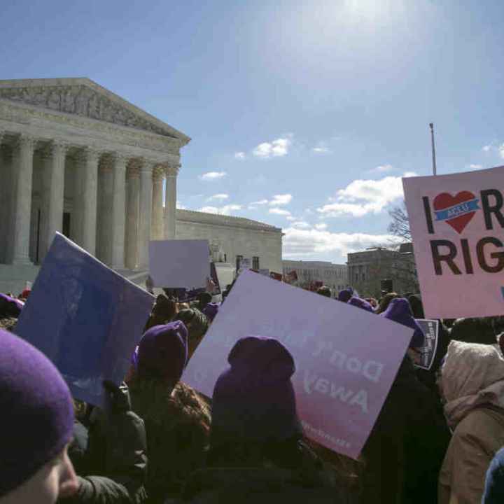 Image of an abortion rights rally outside the Supreme Court 